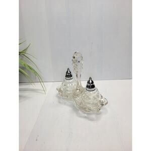 Vintage Cambridge Caprice Clear Center Handle Tray with Replacement Shakers